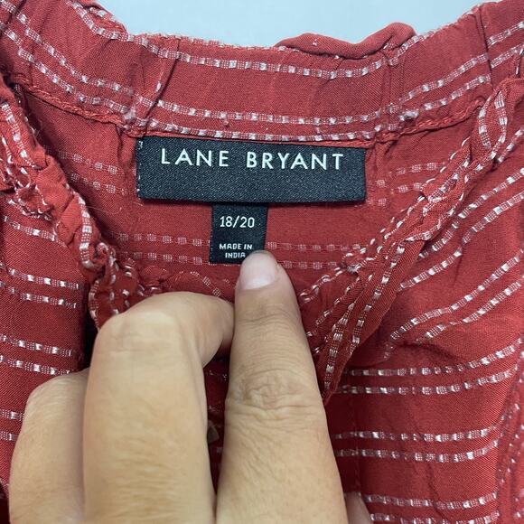 Lane Bryant Blouse Women's 18/20 Striped Peasant Scoop Neck Peplum Top BOHO - Picture 5 of 9